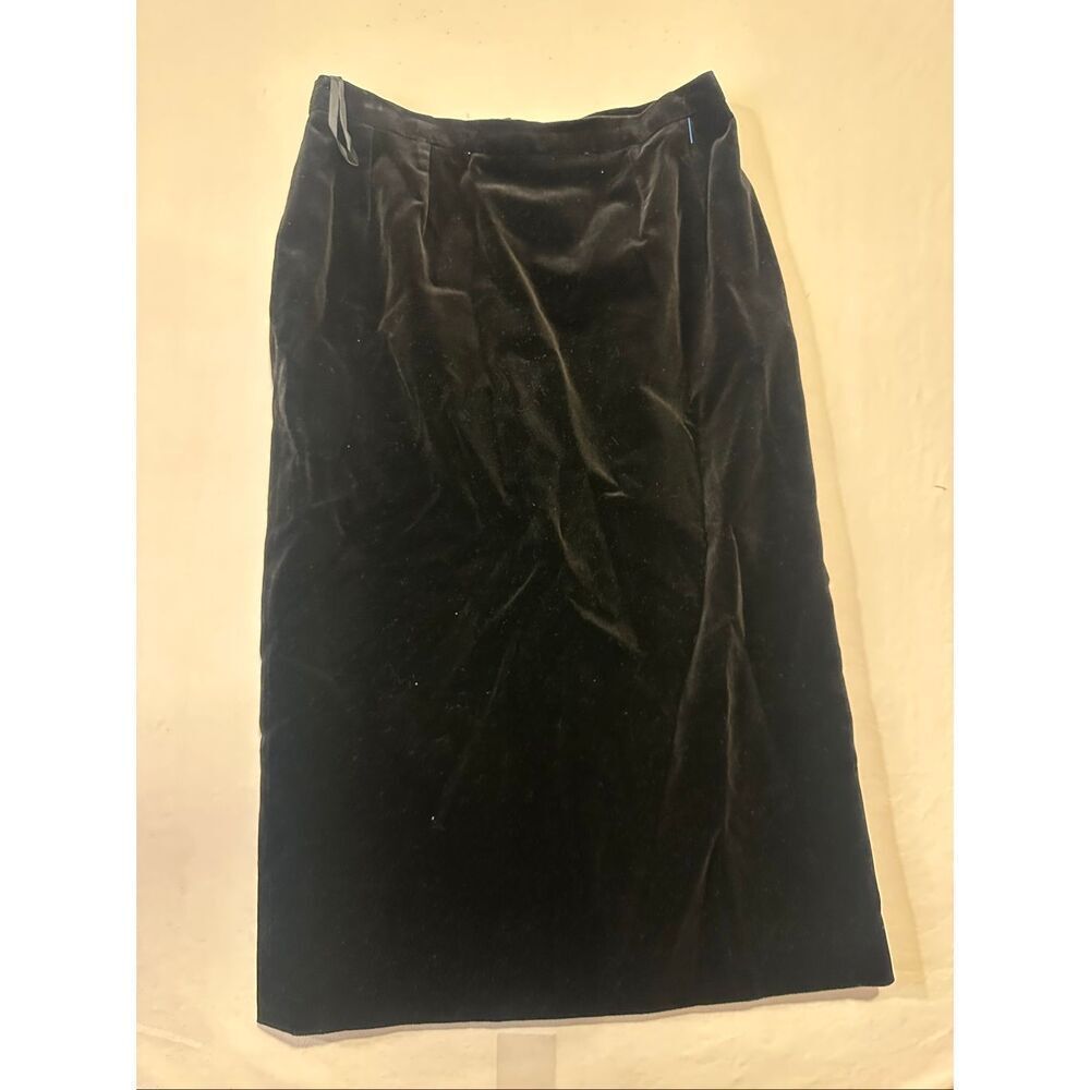 Vintage Guy Laroche Boutique Paris Black Velvet Pencil Skirt Size 42 Made In Fra